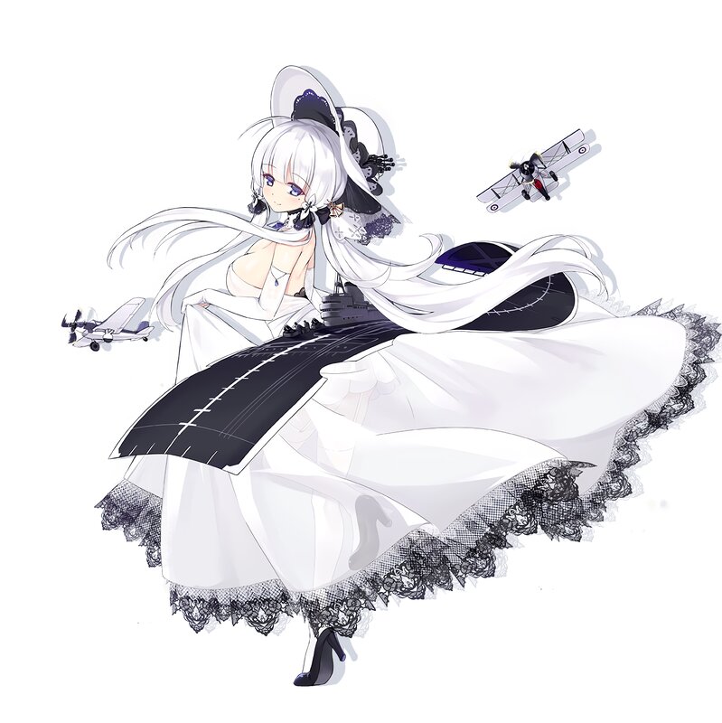 Anime Girl with Planes — White
