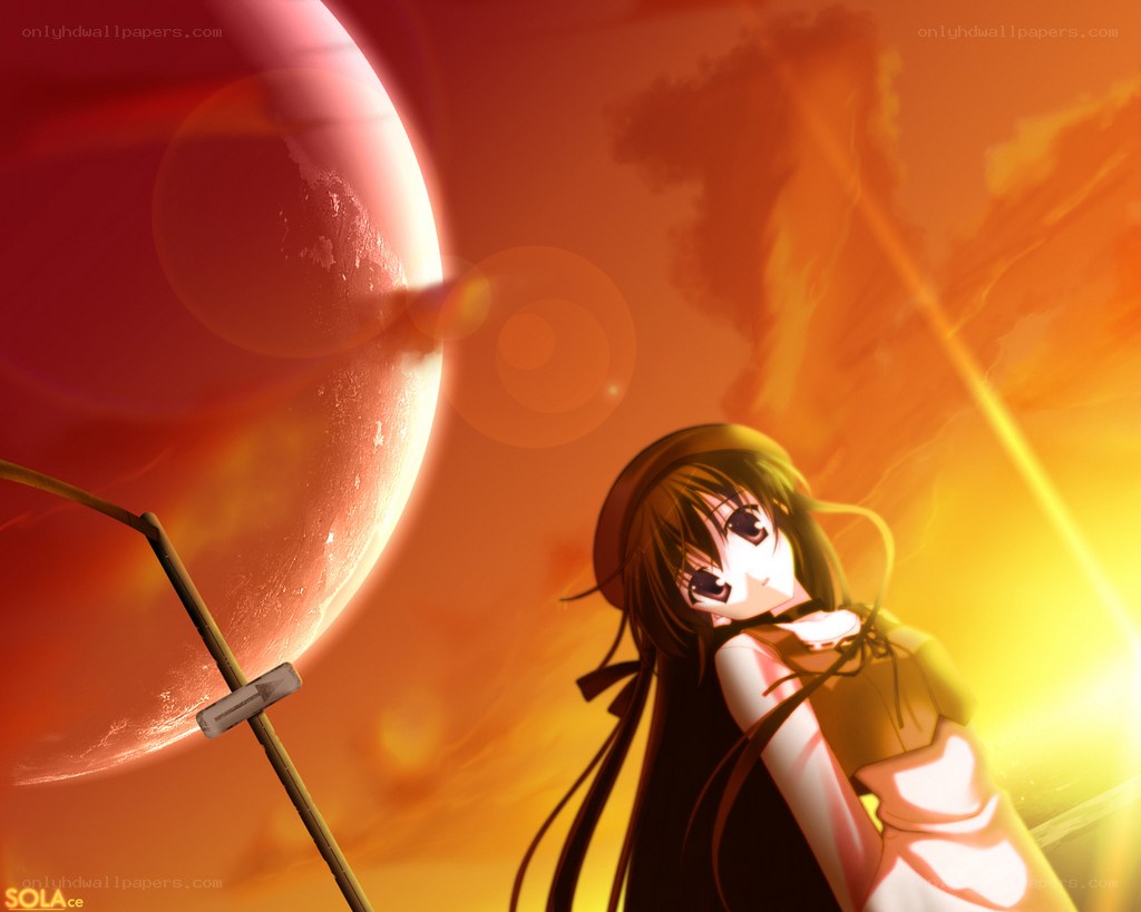 anime girl with planet backdrop