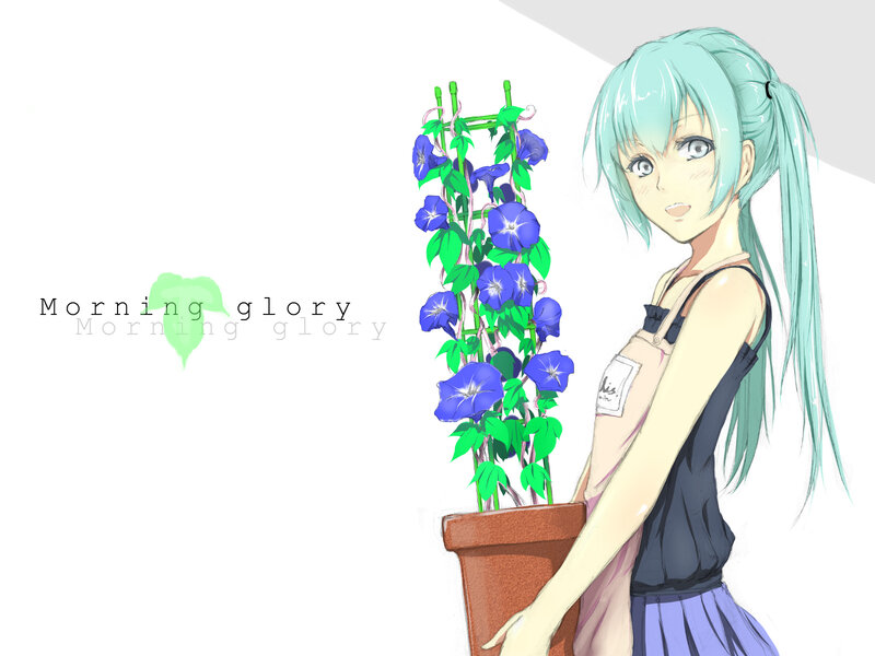 Anime Girl with Plant — Blue