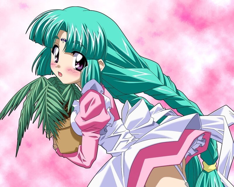 anime girl with plant
