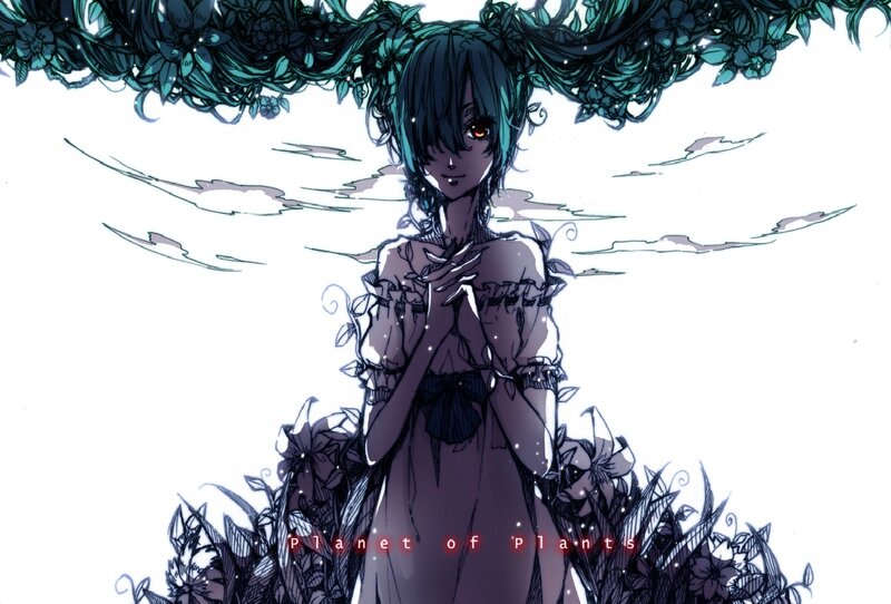 Anime Girl with Plants — Green