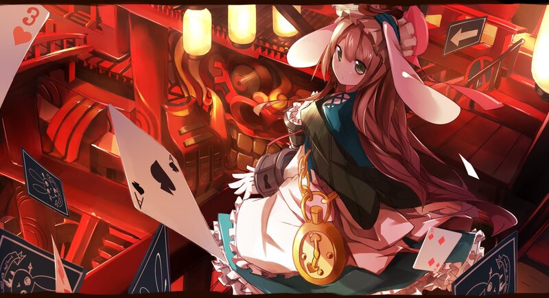 anime girl with playing cards