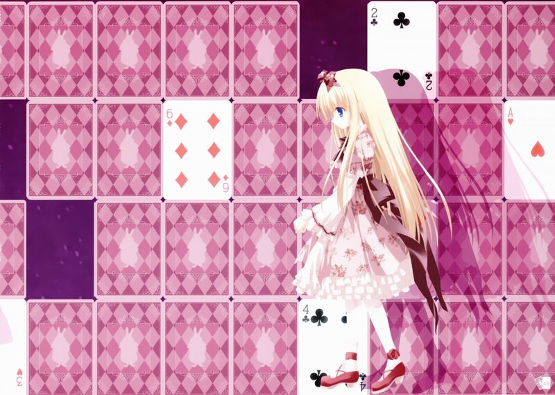 anime girl with playing cards