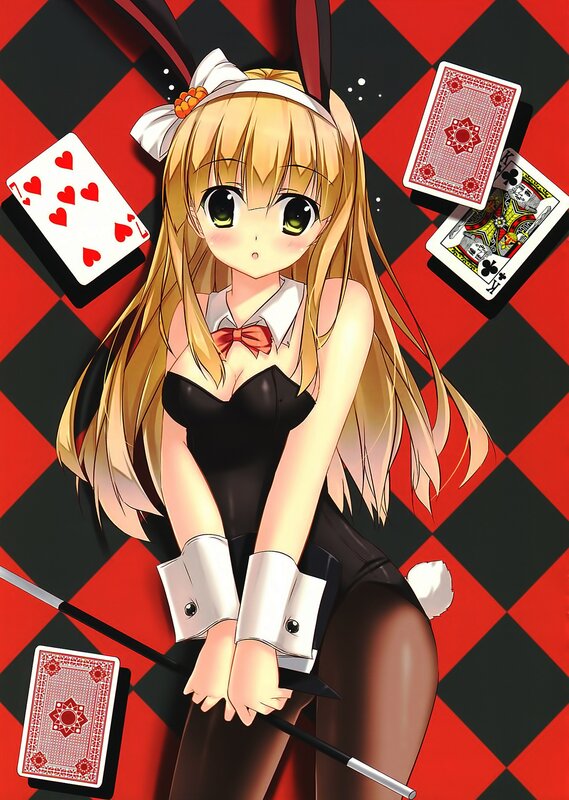 anime girl with playing cards