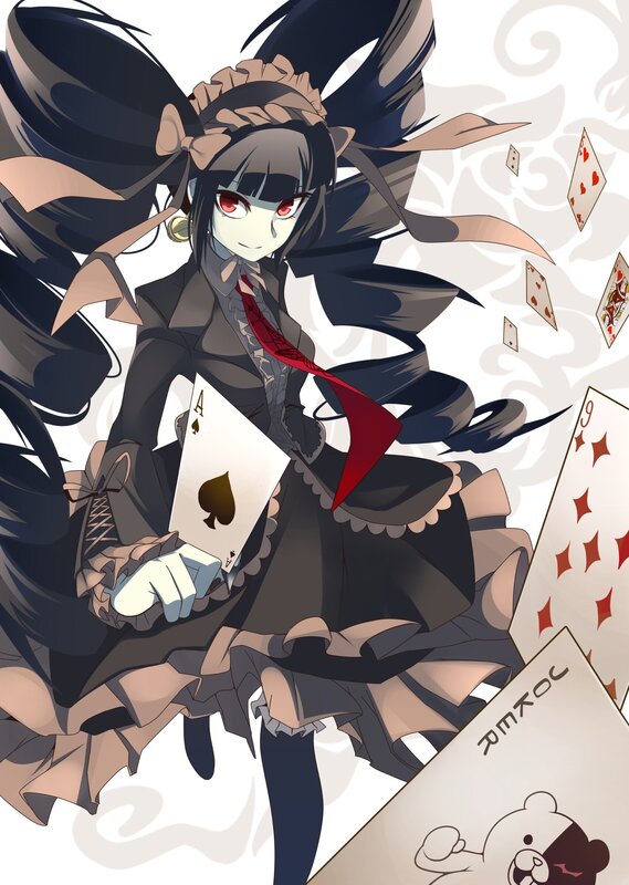anime girl with playing cards