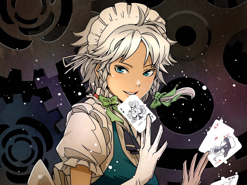 anime girl with playing cards