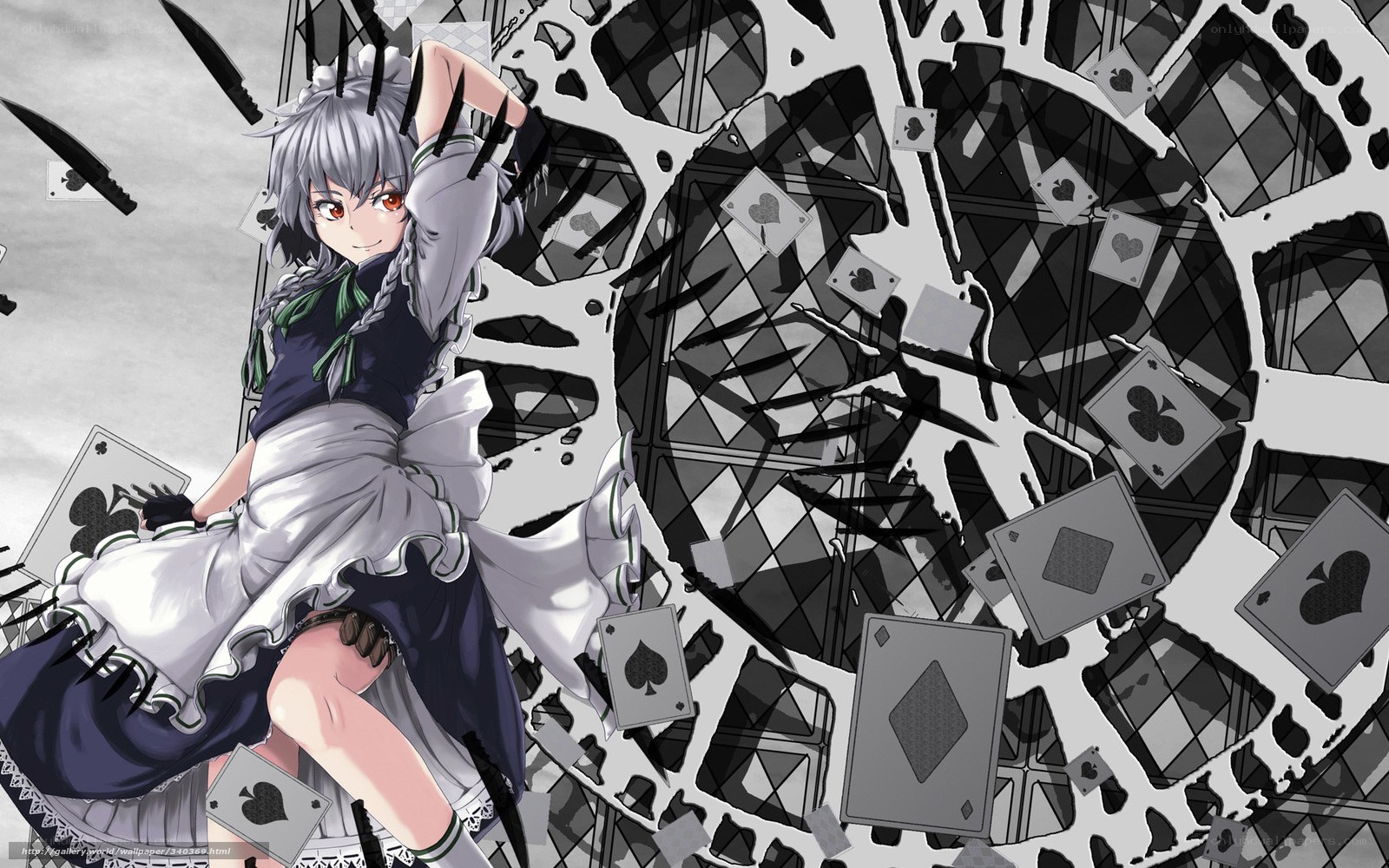 anime girl with playing cards