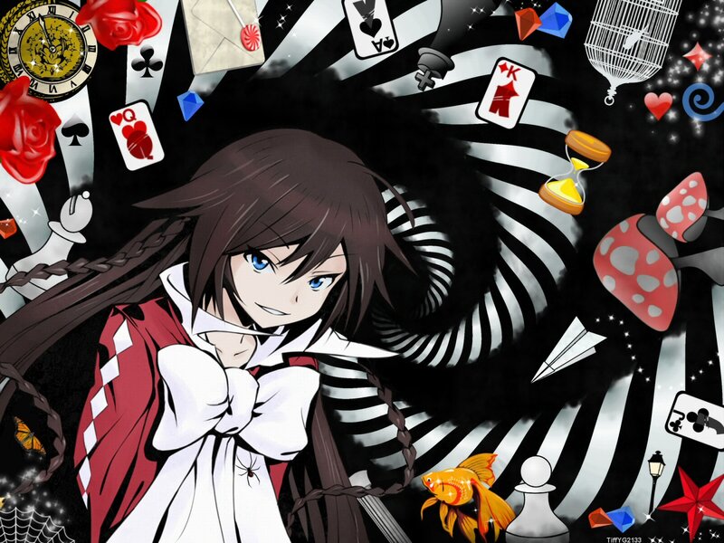 anime girl with playing cards