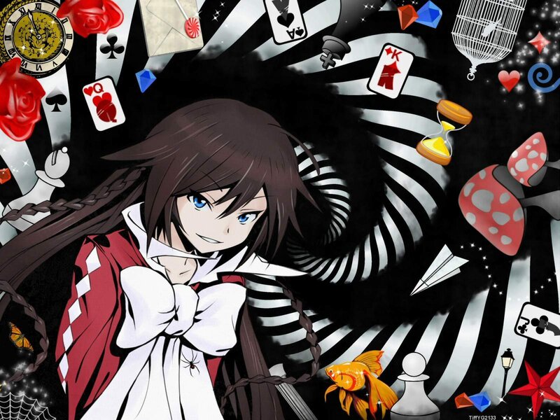 anime girl with playing cards