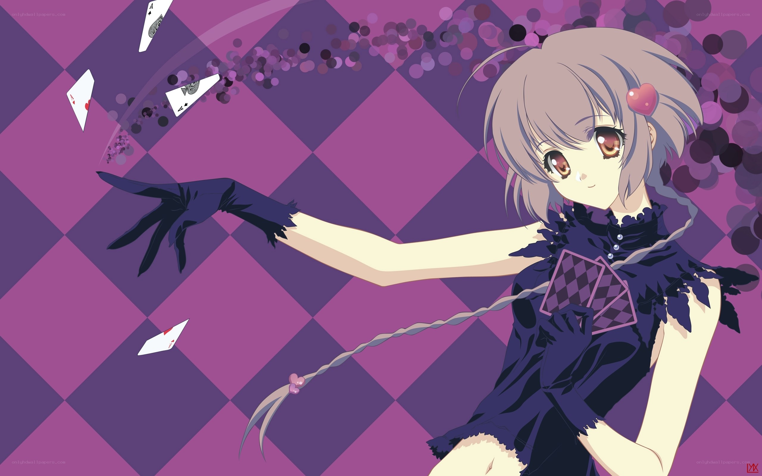 anime girl with playing cards