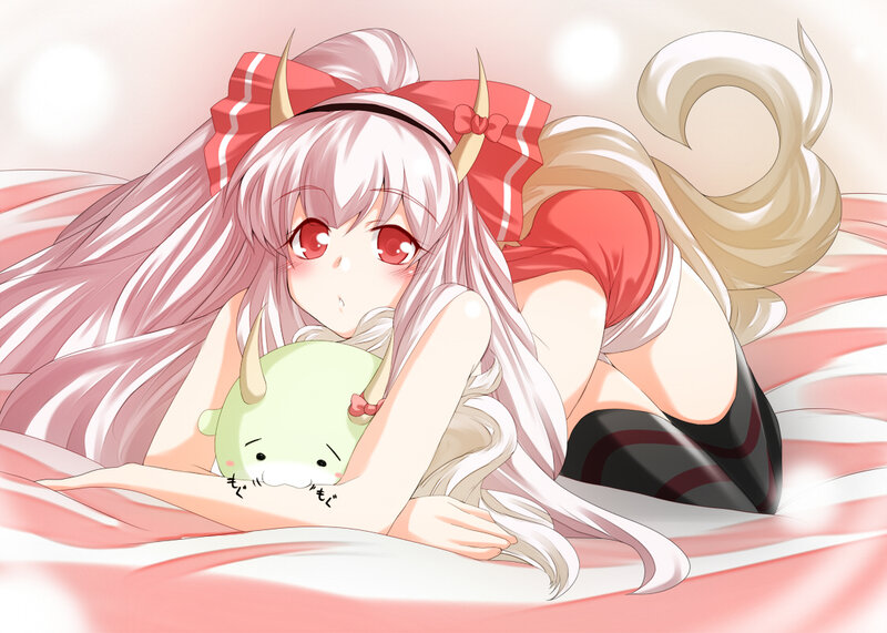 anime girl with plush toy