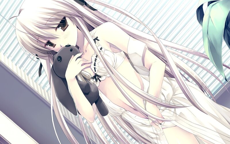Anime girl with plush toy