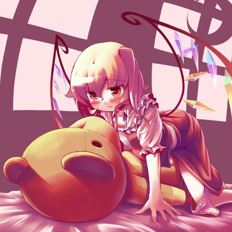 anime girl with plush toy