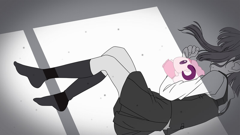 anime girl with plush toy
