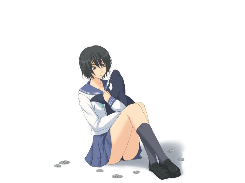 anime girl with plush toy