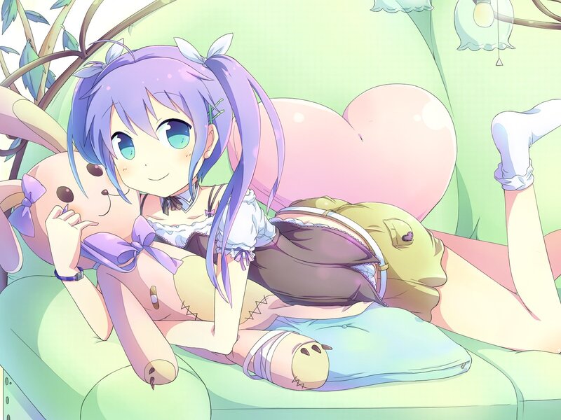 Anime girl with plush toy
