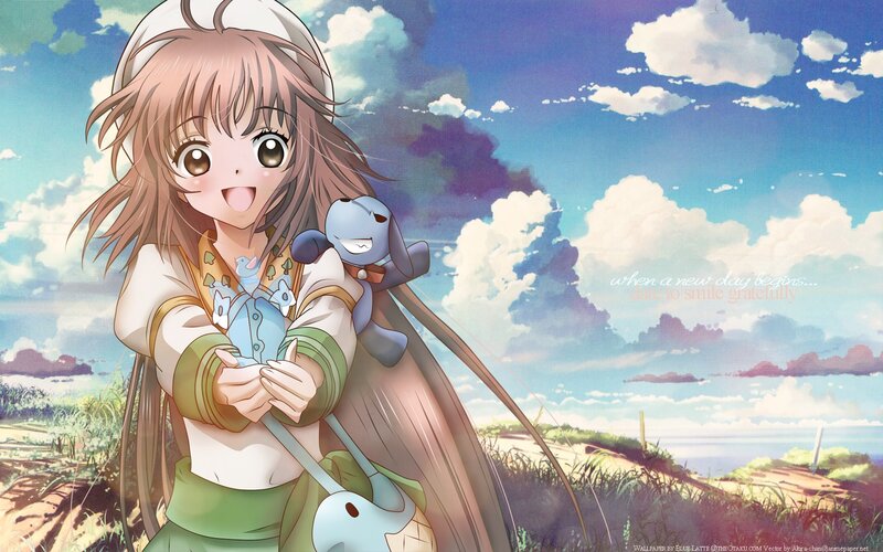 Anime girl with plush toy