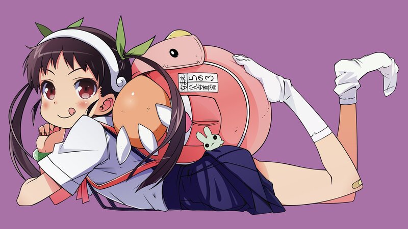 anime girl with plush toy