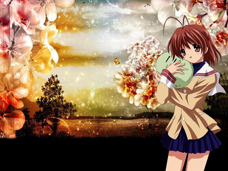 Anime girl with plush toy