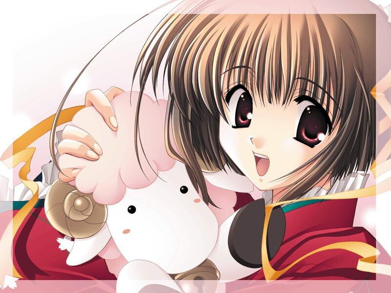 anime girl with plush toy