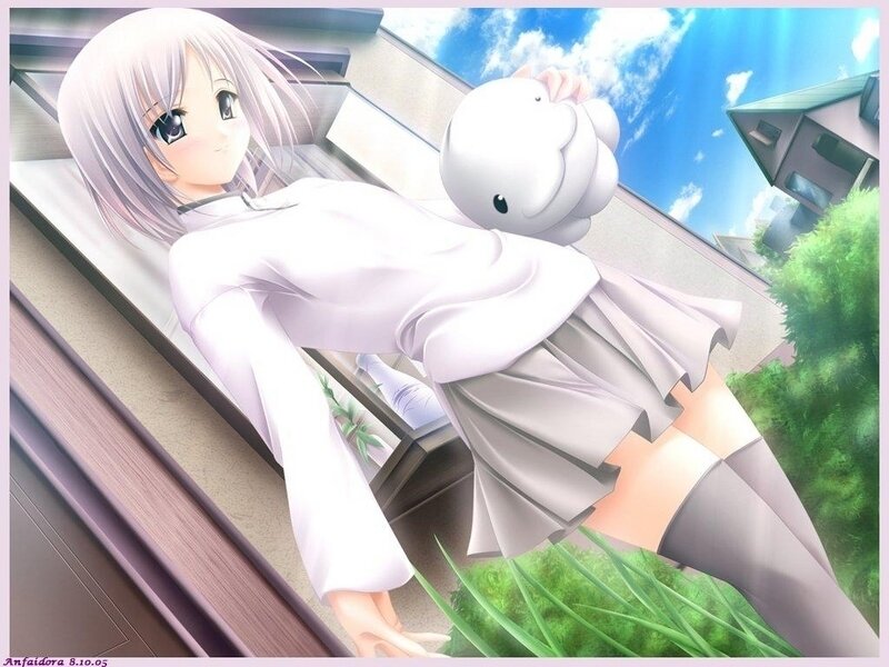 Anime girl with plush toy
