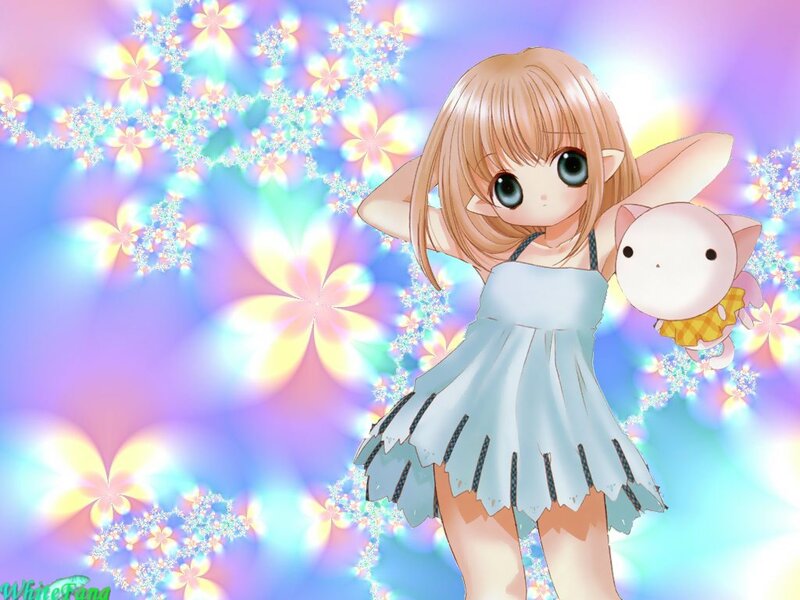 Anime Girl with Plush Toy — Blue