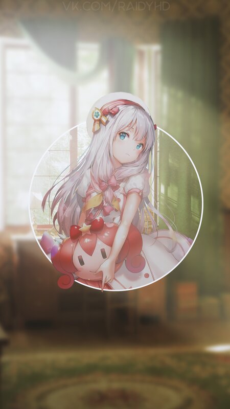 Anime Girl with Plush Toy — Pink, Serene, Afternoon