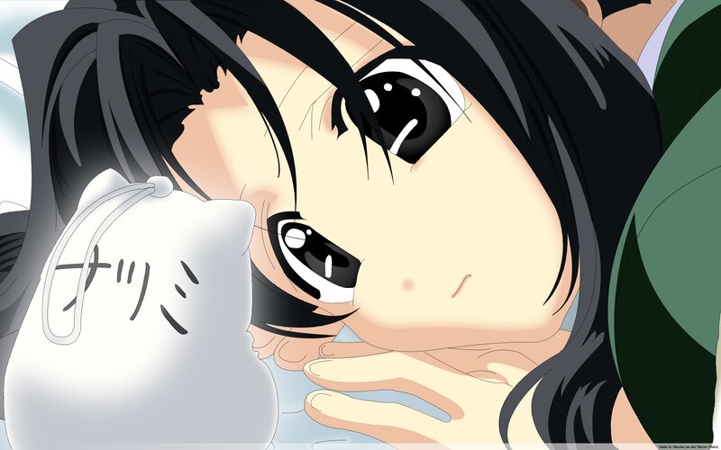 anime girl with plush toy