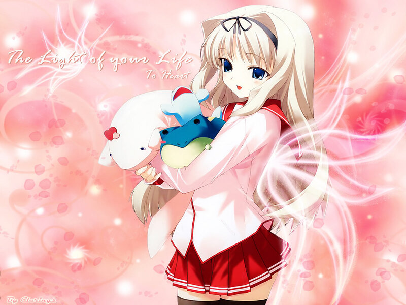 Anime girl with plush toys