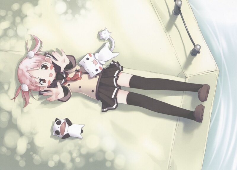 Anime girl with plush toys