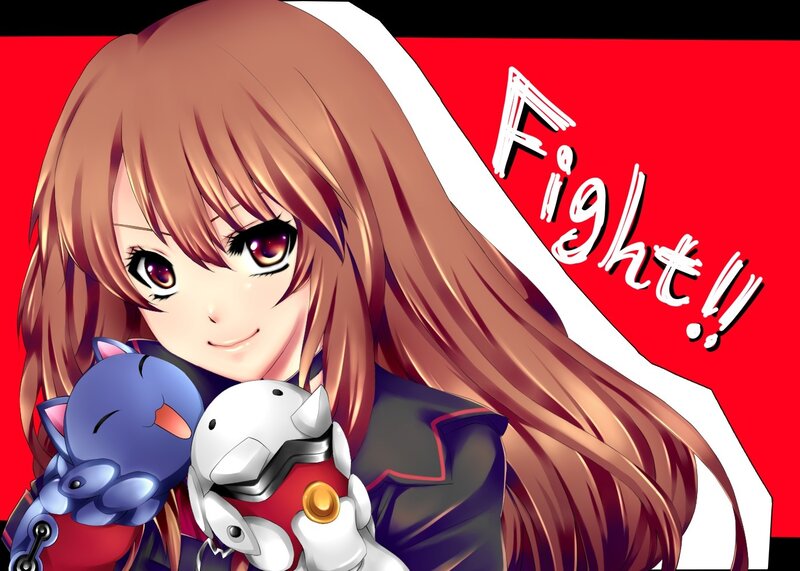 Anime girl with plush toys