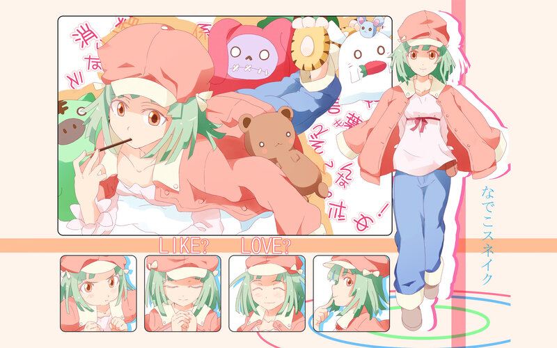 Anime girl with plush toys