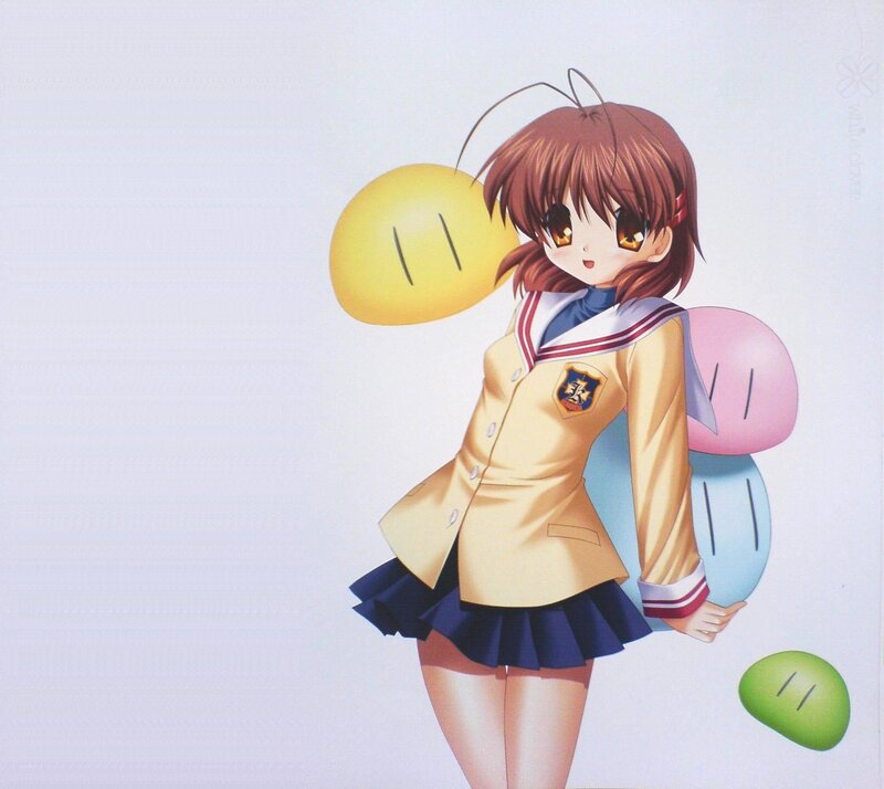 Anime Girl with Plushies — Yellow