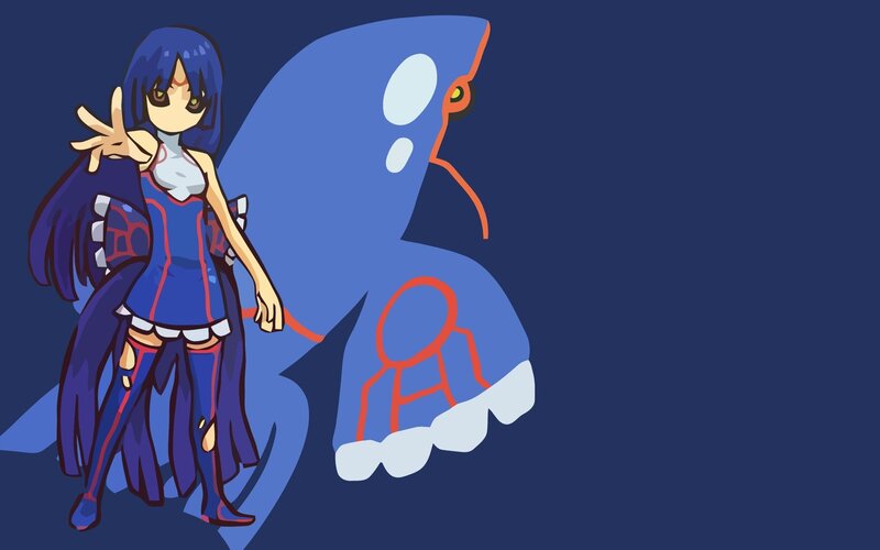 Anime Girl with Pokémon — Blue, Dramatic