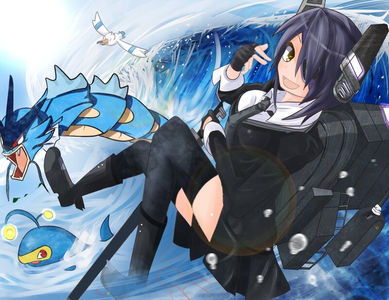 Anime Girl with Pokémon — Blue, Dynamic