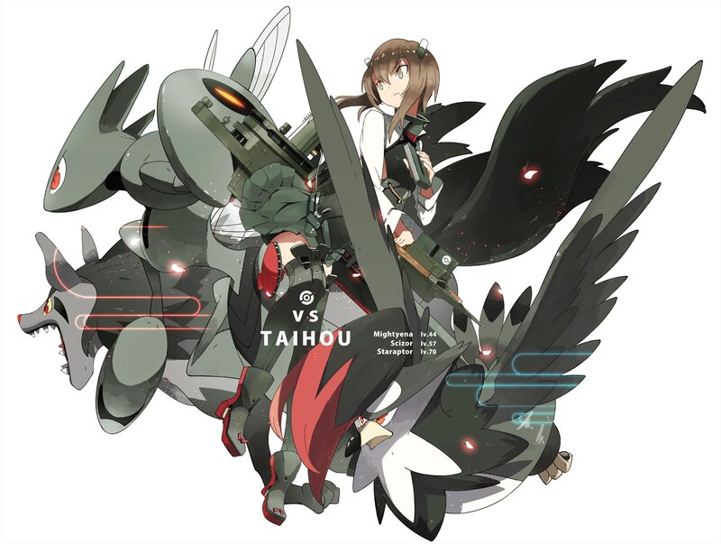 Anime Girl with Pokémon — Gray