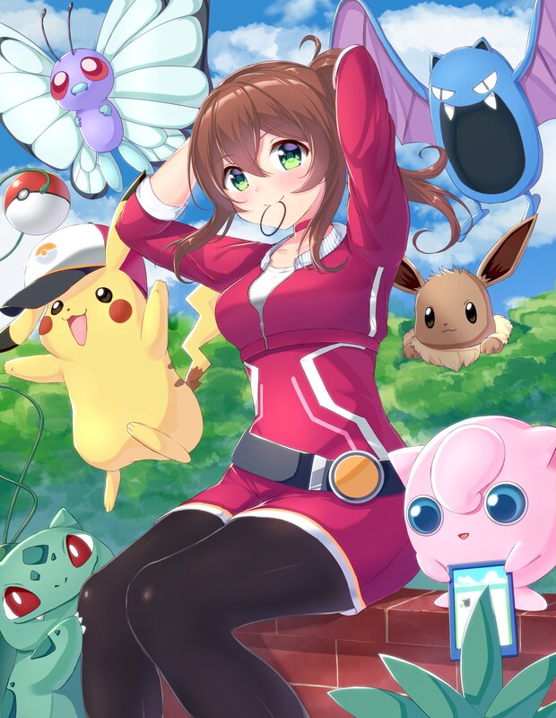 Anime Girl with Pokémon — Pink