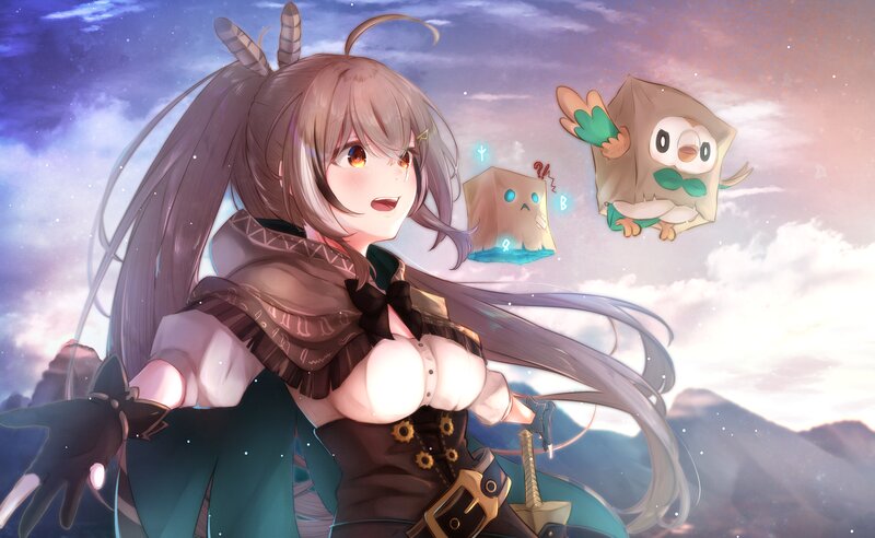 Anime Girl with Pokémon — Purple, Dreamy