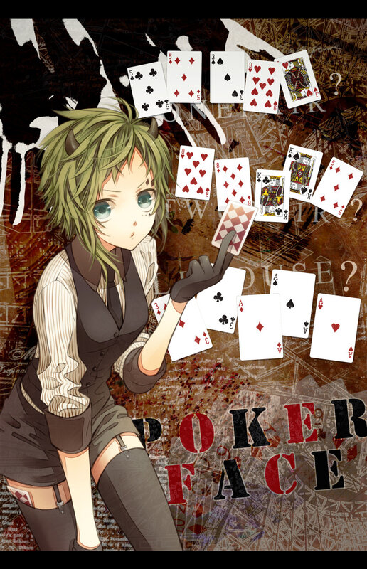 anime girl with poker cards