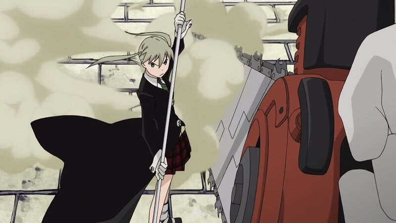 anime girl with pole weapon