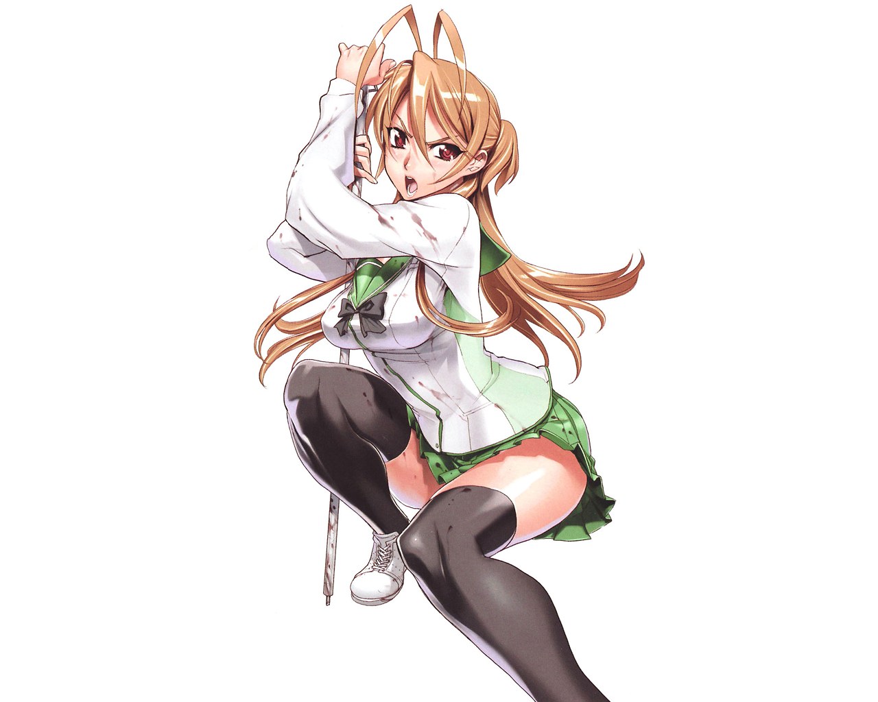 anime girl with pole