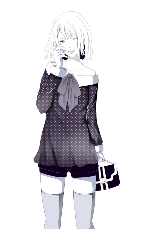 anime girl with polka dot dress