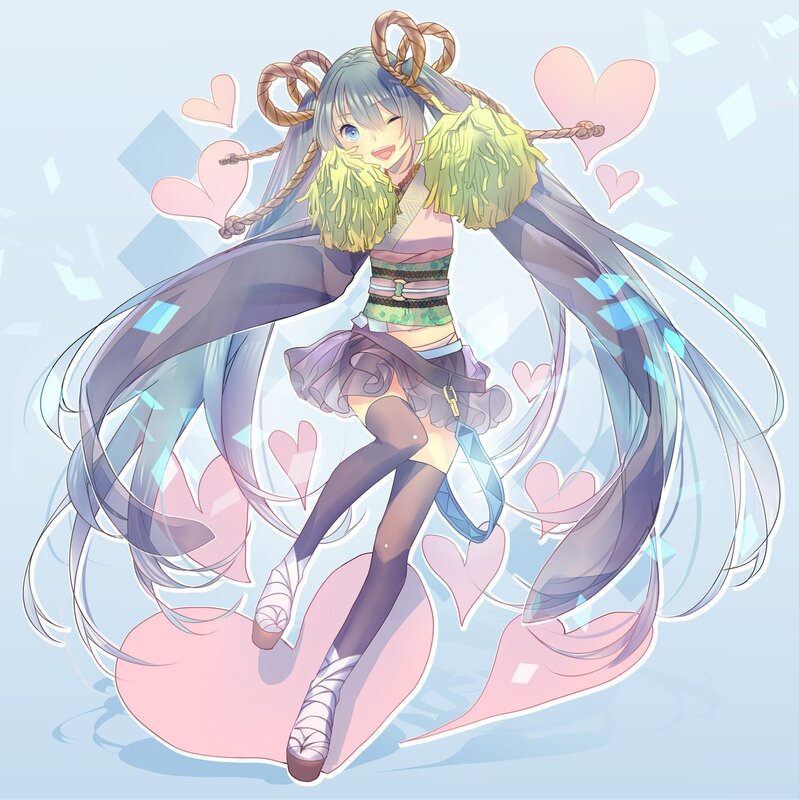 anime girl with pom-poms