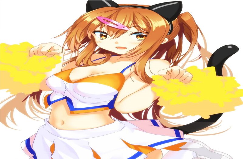 Anime Girl with Pom-poms — Orange