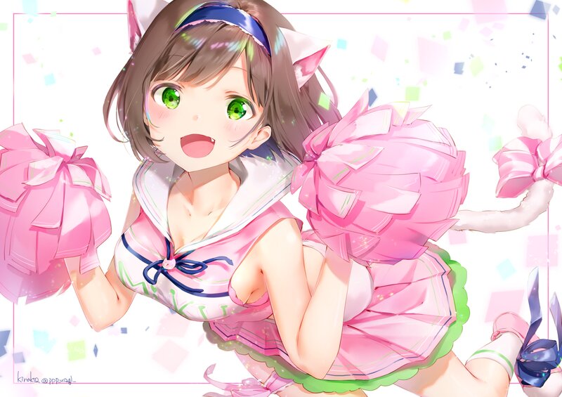 Anime Girl with Pom-poms — Pink