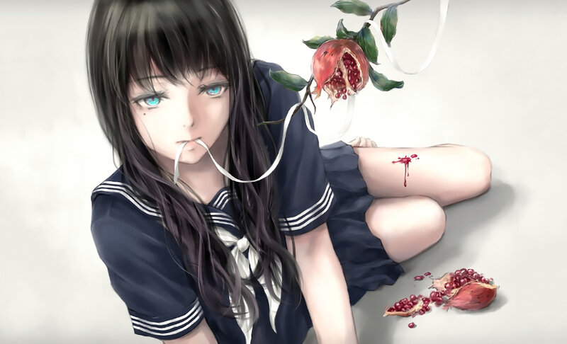 Anime Girl with Pomegranate