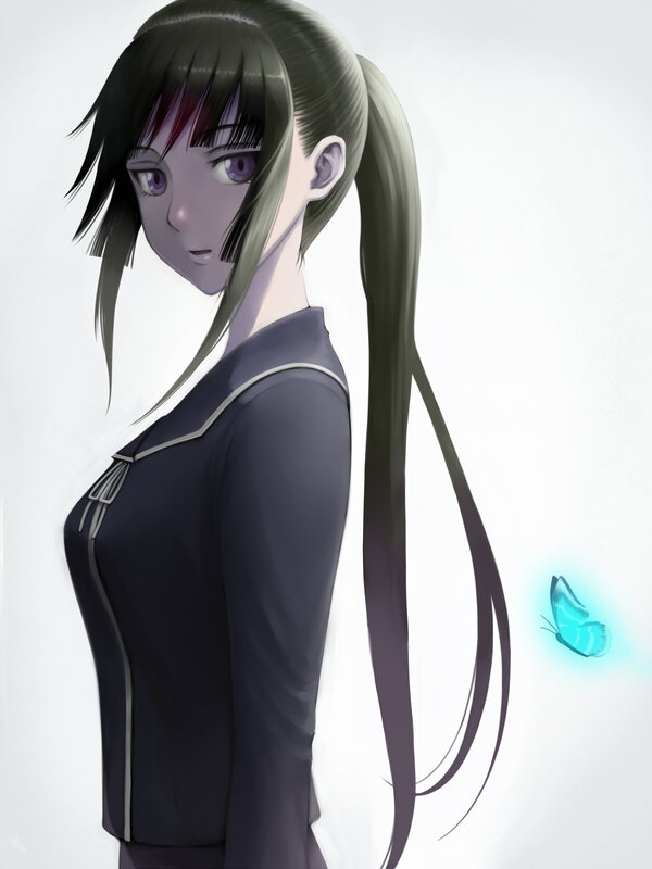 Anime Girl with Ponytail — Black