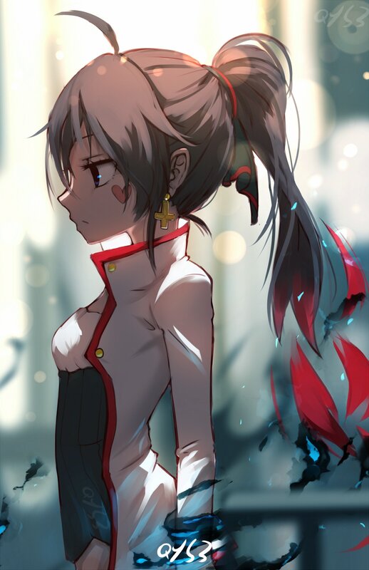 Anime Girl with Ponytail — Gray