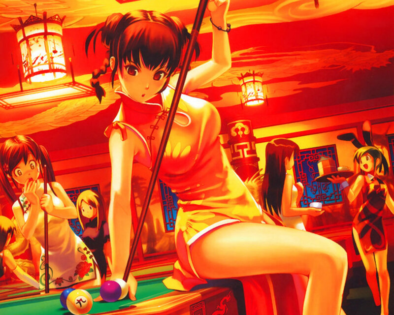 Anime Girl with Pool Cue