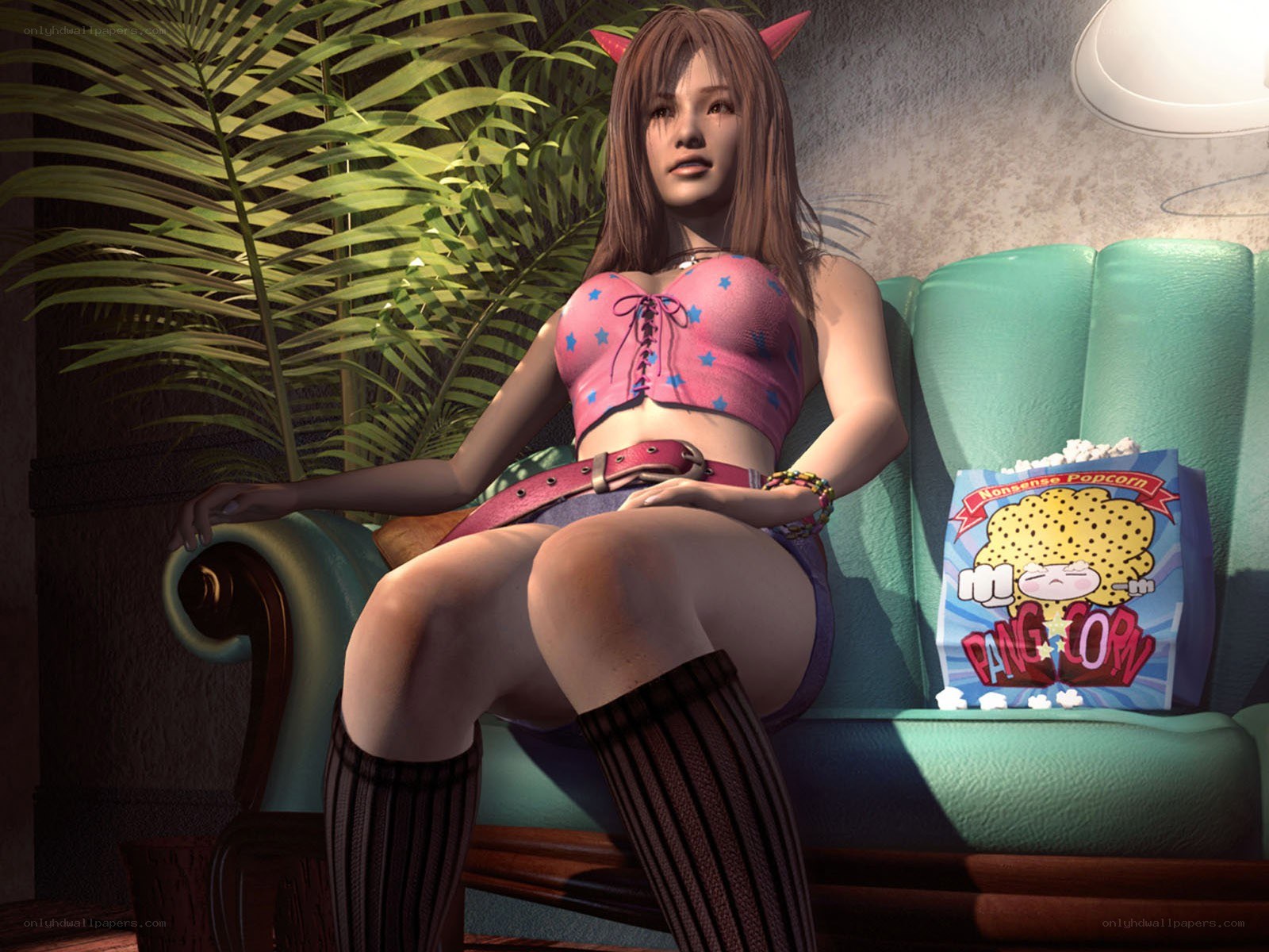 Anime girl with popcorn